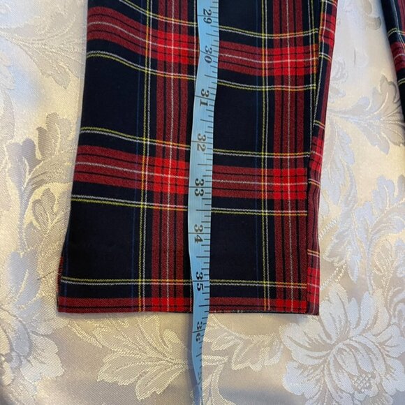 Checkered plaid pants retro looking with stretch Red Black size US 2 - Picture 6 of 6